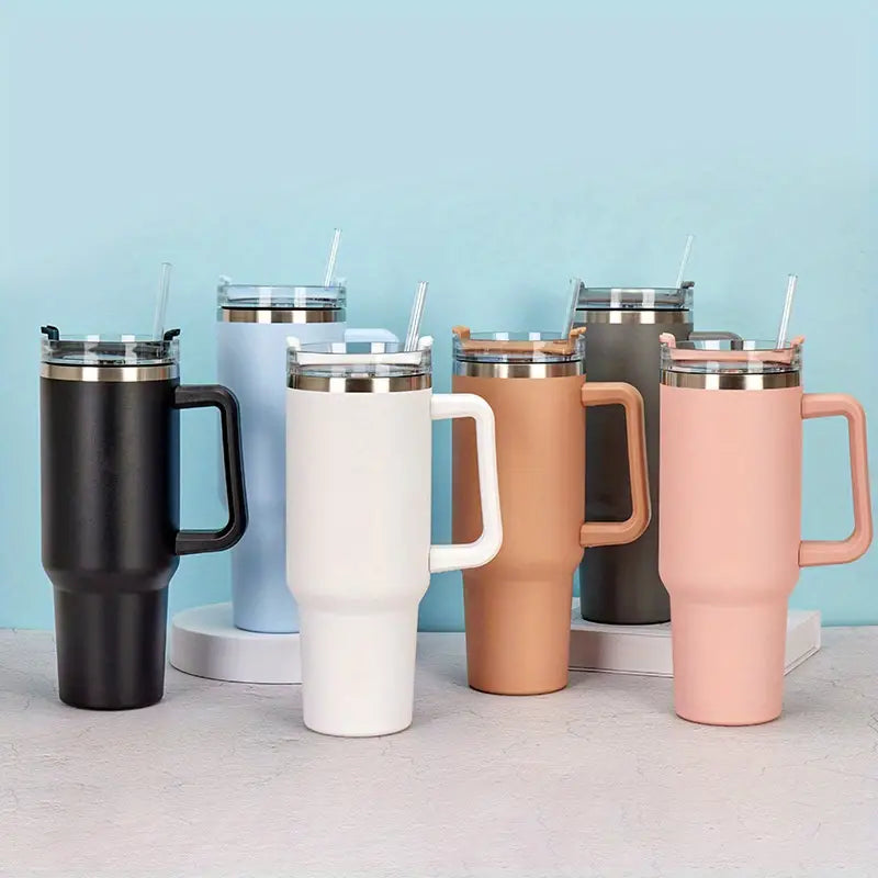 Insulated Tumbler with Straw & Handle