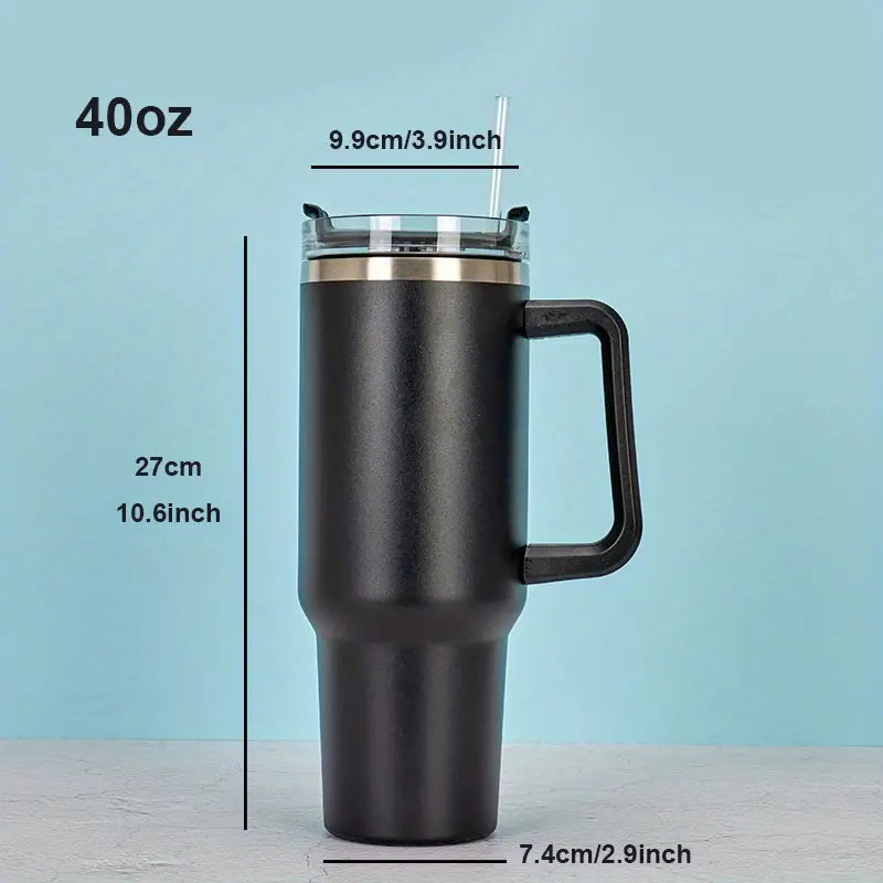Insulated Tumbler with Straw & Handle