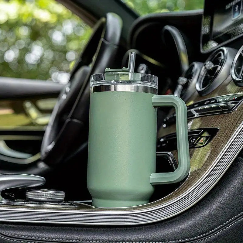 Insulated Tumbler with Straw & Handle