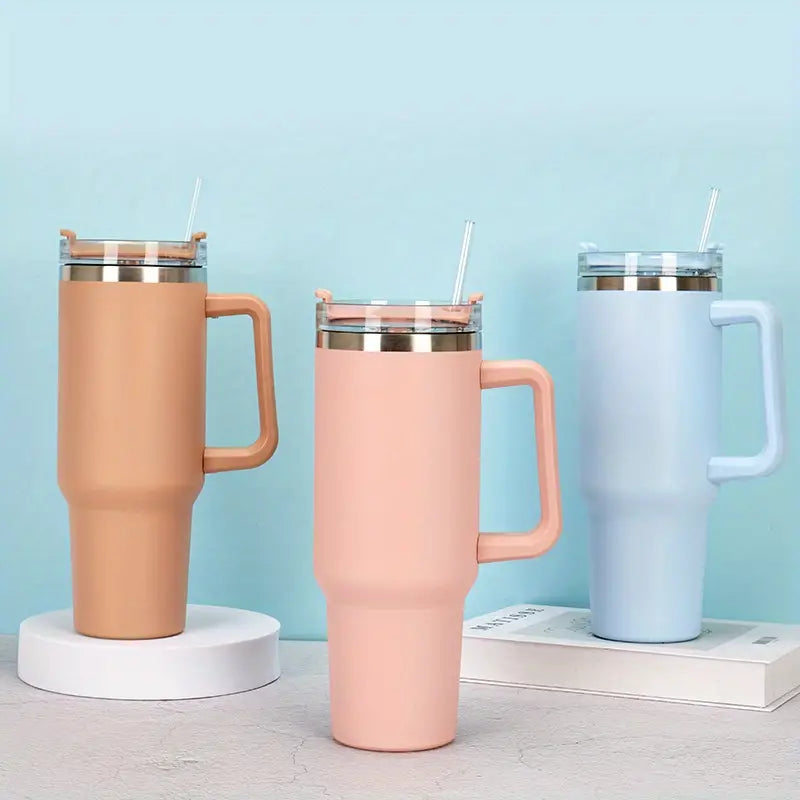 Insulated Tumbler with Straw & Handle
