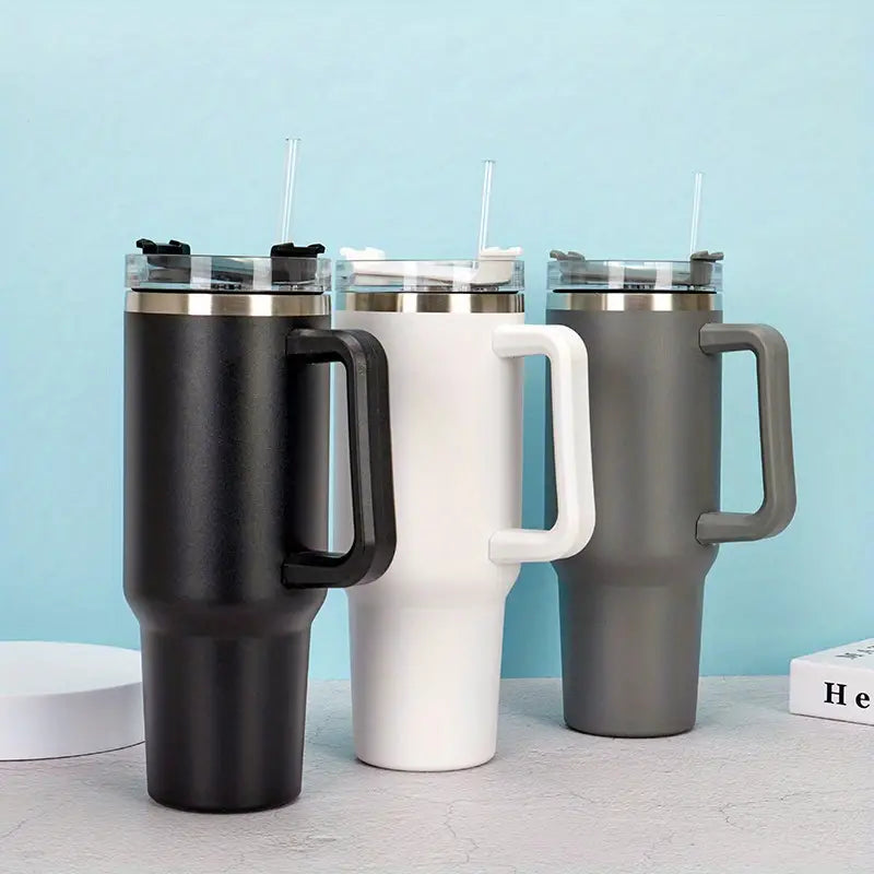 Insulated Tumbler with Straw & Handle