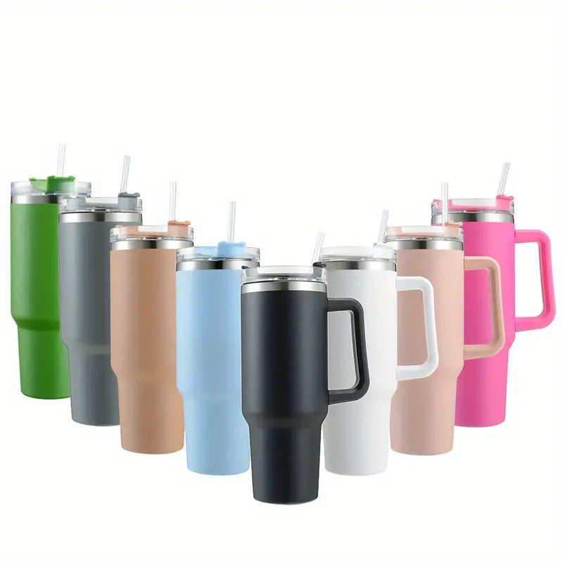 Insulated Tumbler with Straw & Handle