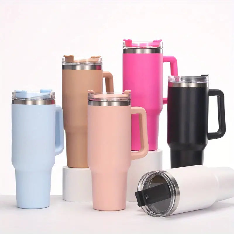 Insulated Tumbler with Straw & Handle